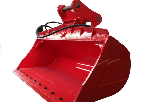 Seau de creusement inclinable rouge pour travaux d'excavation exigeants