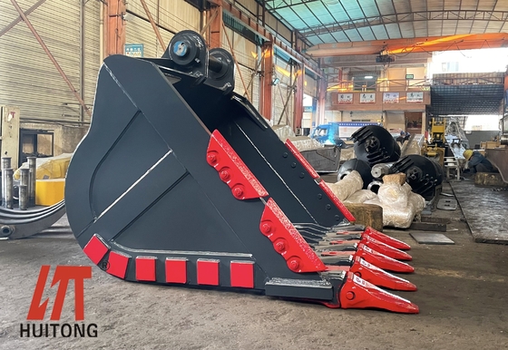 Résistance Q355 Excavator Rock Bucket Hardox400 Jaune/Noir Poids personnalisé Nouveau design