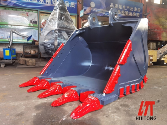 Résistance de l'excavateur de roche Bucket jaune/noir Q355/NM400/Hardox400 280-4300 kg Dents personnalisés Nouveau état
